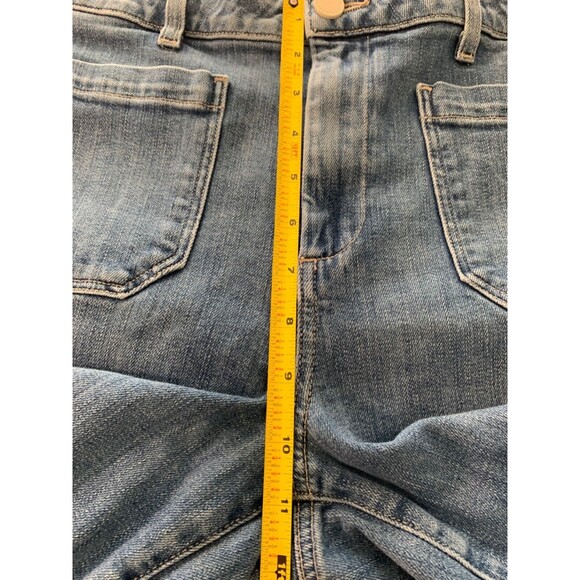 Paige Jeans Patch Pocket Nellie Crop Size 32 Blue Hyden Wash Wide Leg High Rise - Picture 5 of 11